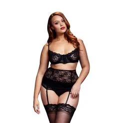 Baci Ensemble Lingerie En Dentelle 3 Piéces Taille De Reine