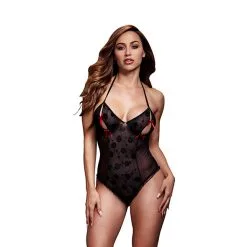 Baci Body En Dentelle Noir Et Fentes De Soutien-gorge Noeud