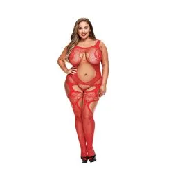 Lapdance Dentelle Ouverte Body Rouge Grande Taille
