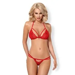 Obsessive 838-SET-3 Ensemble Lingerie Rouge 2 Pièces