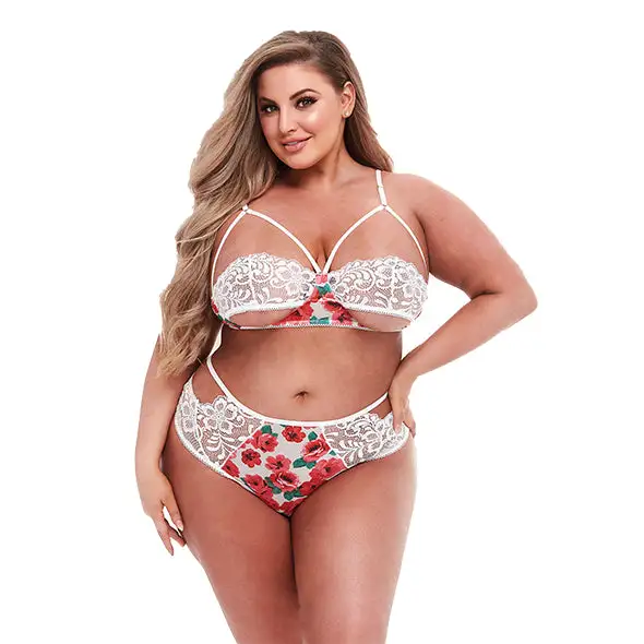 Baci White Floral Ensemble Lingerie En Dentelle XXL