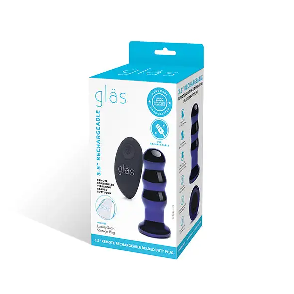 Glas Plug Anal Vibrant Avec Télécommande 8,9 Cm – Image 8