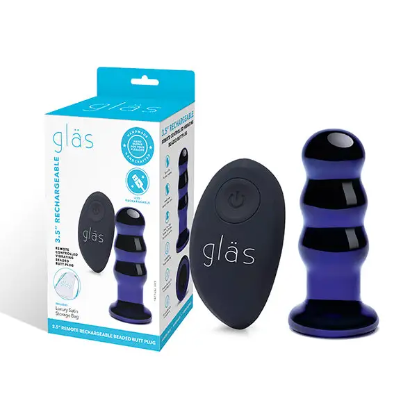 Glas Plug Anal Vibrant Avec Télécommande 8,9 Cm – Image 9
